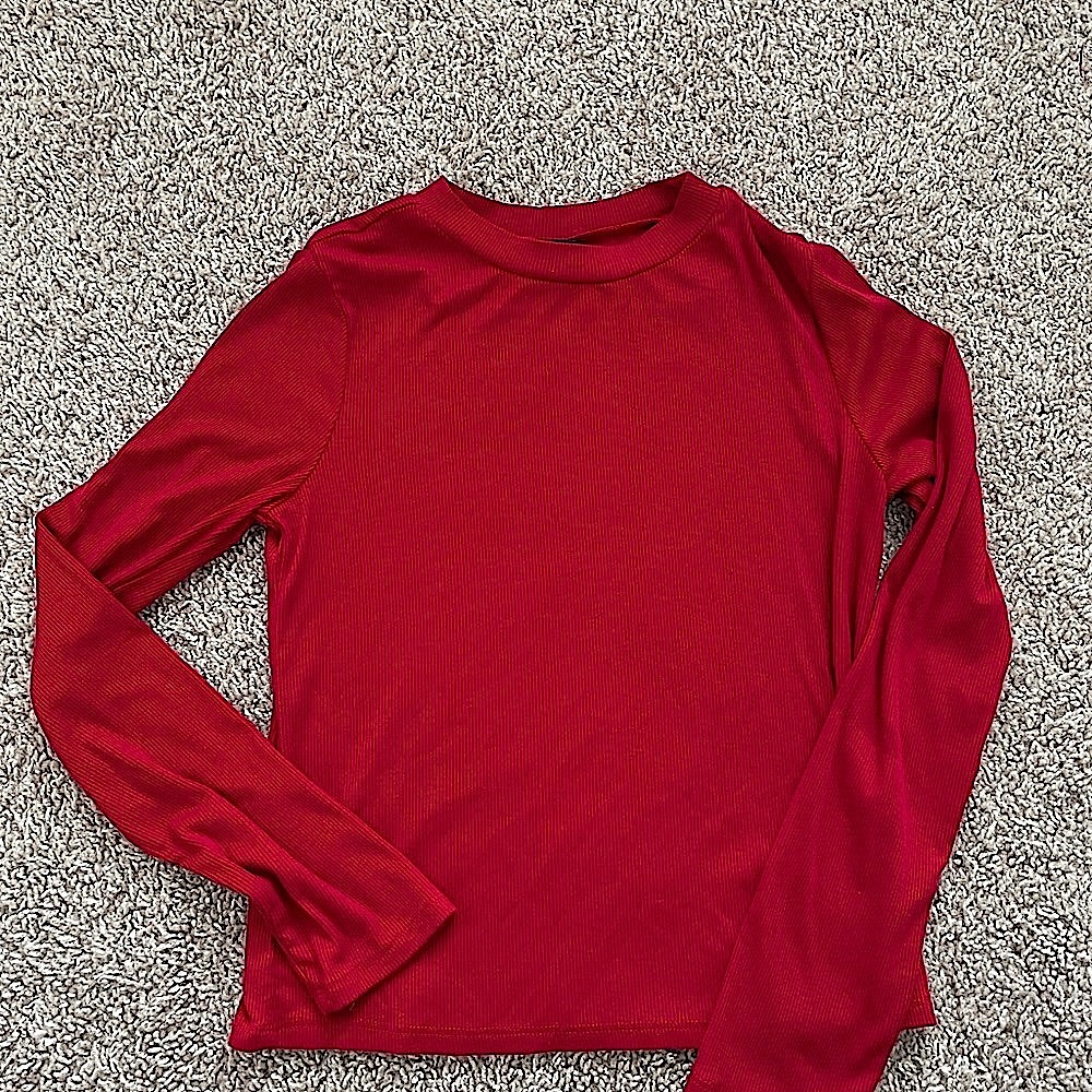 art class Ribbed Knit Red long sleeve shirt  girls size 7/8